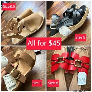 Time and Tru Women's Sandals - Black, Brown, Red